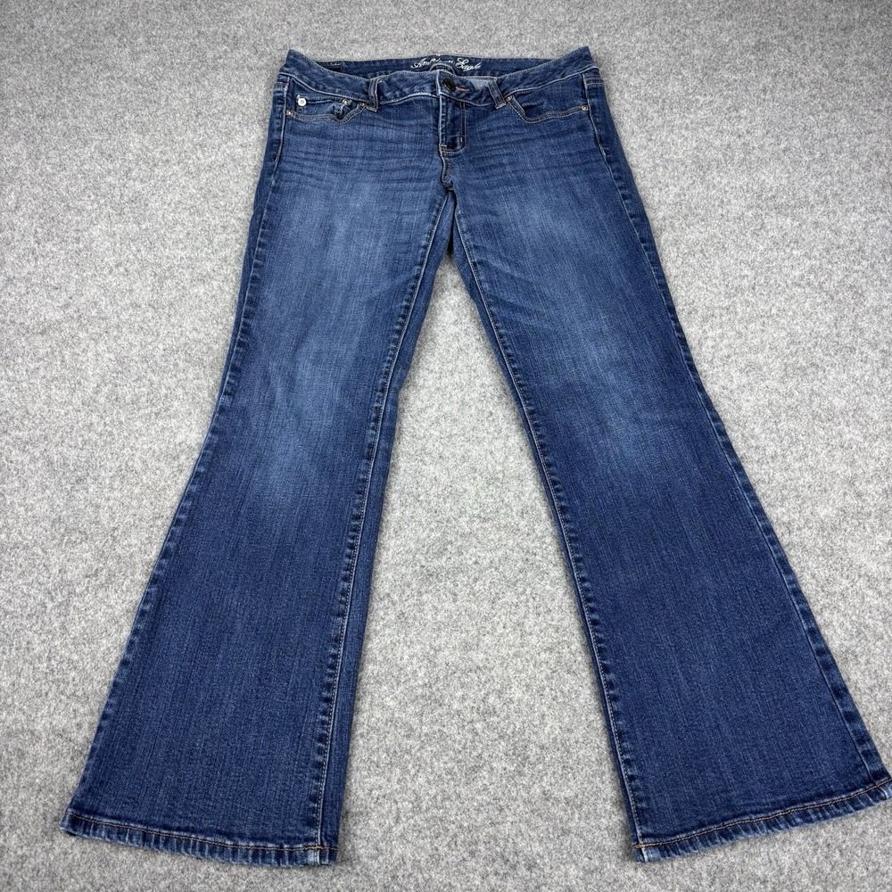 American Eagle Jeans Women's 10 Boyfriend Jeans Low Rise Bootcut Flare 32x30 EUC